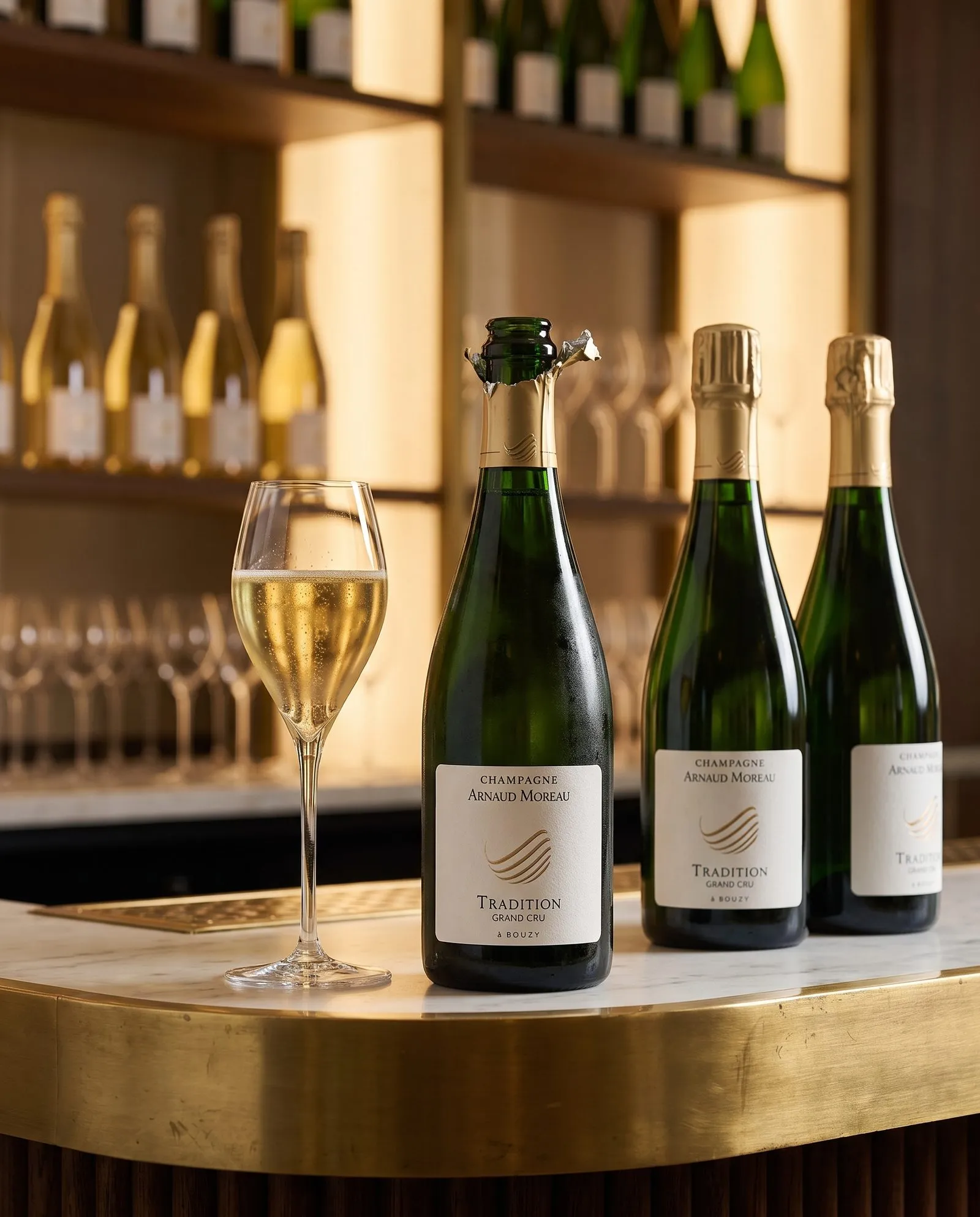 Champagne Arnaud Moreau Tradition · dans un bar à champagne