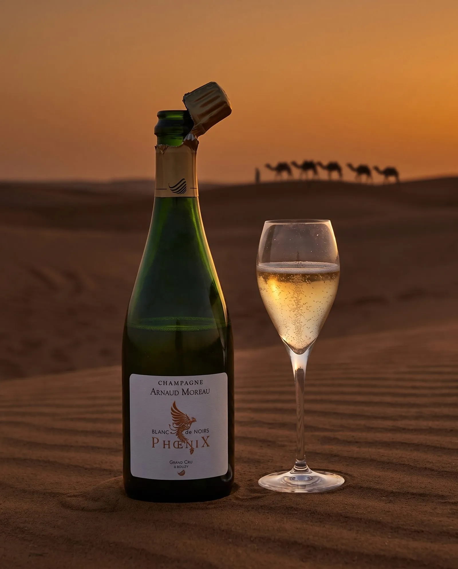 Champagne Arnaud Moreau Phœnix · dans les dunes du désert