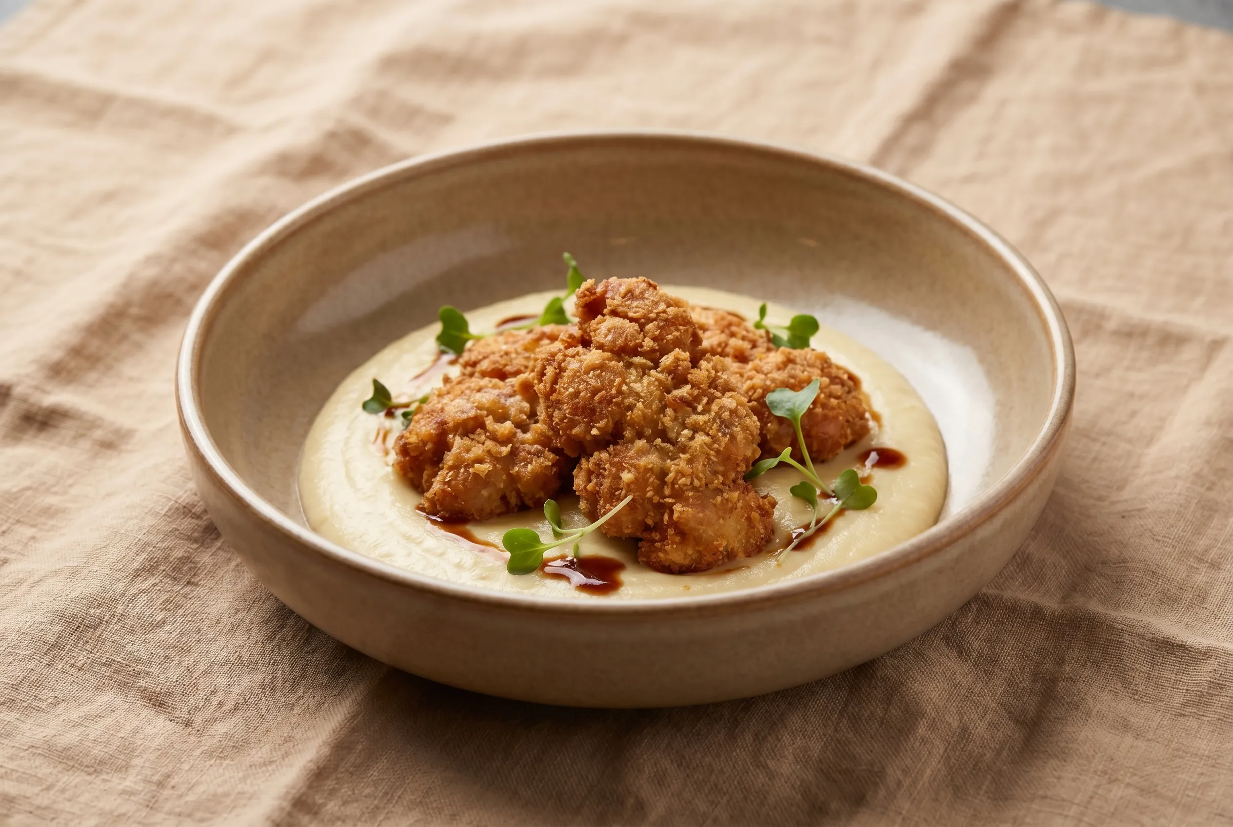 Ris de veau croustillants, mousseline de panais