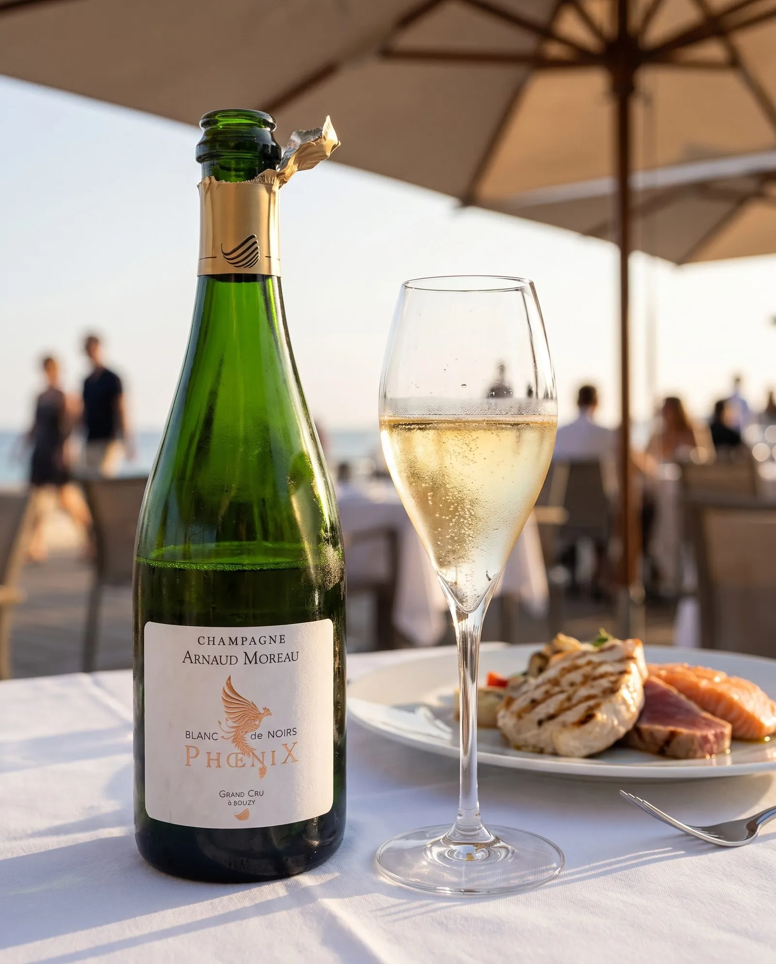 Champagne Arnaud Moreau Phœnix · sur une terrasse de restaurant