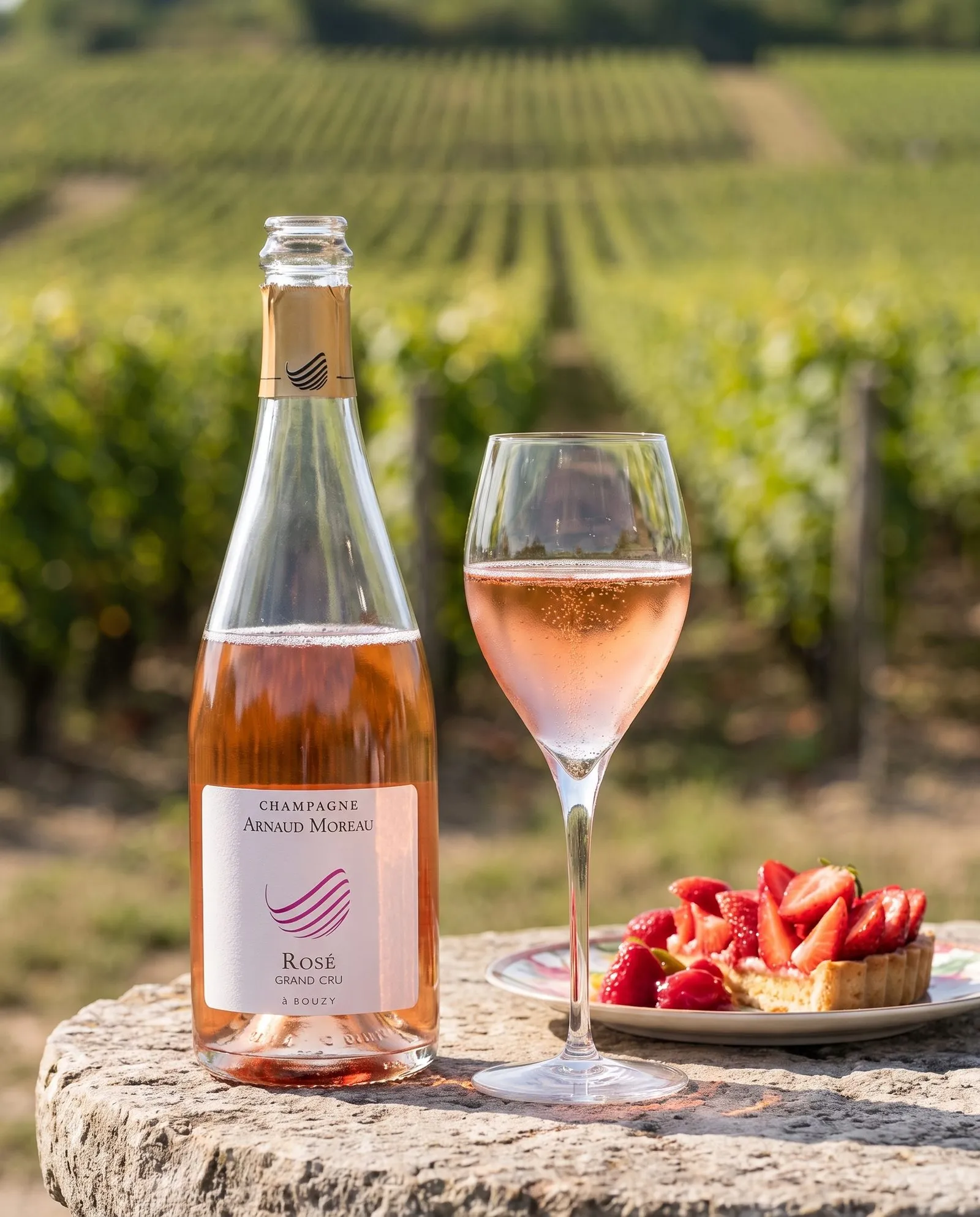 Champagne Arnaud Moreau Rosé · face aux vignes